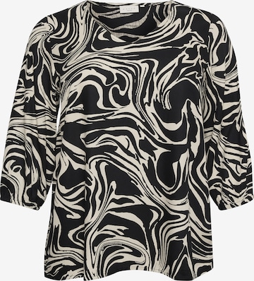 KAFFE CURVE Blouse 'Cala' in Zwart: voorkant