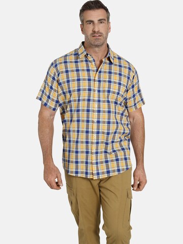 Charles Colby Comfort fit Overhemd ' Duke Nelo ' in Geel: voorkant