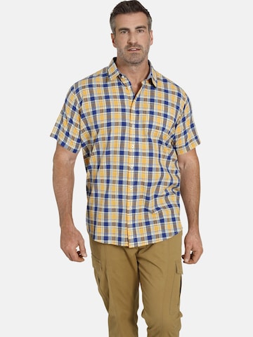 Charles Colby Comfort fit Overhemd ' Duke Nelo ' in Geel: voorkant