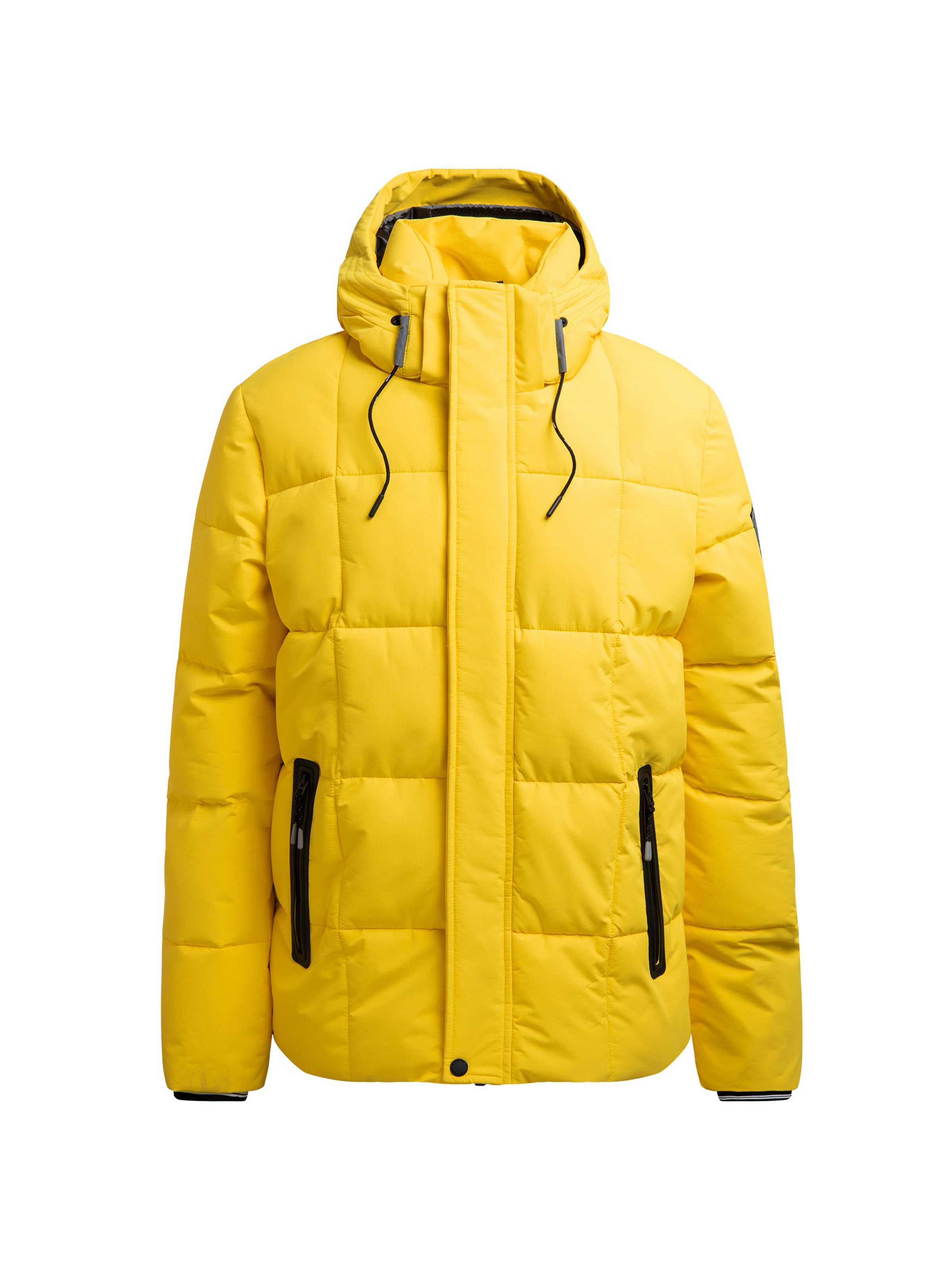 Gaastra Lange Puffer-Jacke mit Kapuze in Gelb: Vorderseite