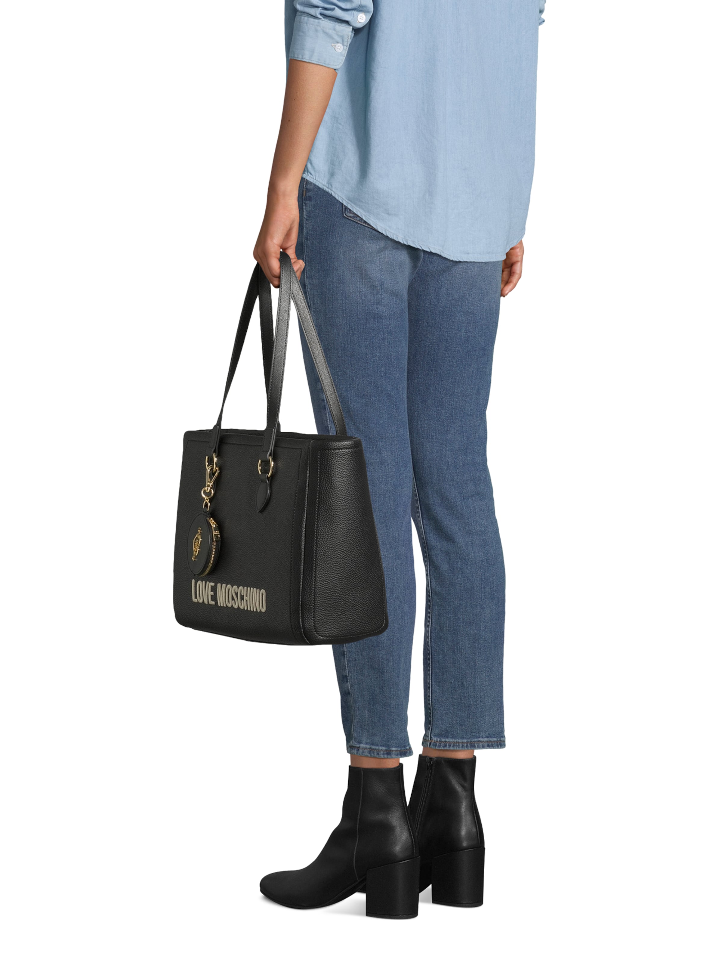 juoda Love Moschino Pirkinių krepšys: priekis