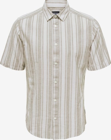 Coupe slim Chemise 'CAIDEN' Only & Sons en beige : devant