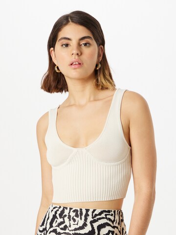 Gina Tricot Knitted Top 'Rita' in White: front