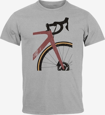 Neverless Shirt 'Rennrad' in Grau: Vorderseite