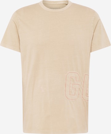 T-Shirt GUESS en beige : devant