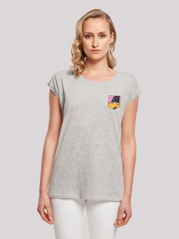 F4NT4STIC Shirt 'Looney Tunes Daffy Duck Face' in Grijs: voorkant