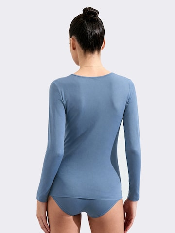 Ciocca - Camiseta térmica 'Maglia Intima con Pizzo in Cashmere Modal Scollo a V' en azul