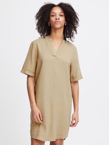 ICHI Jurk ' LINO ' in Beige: voorkant