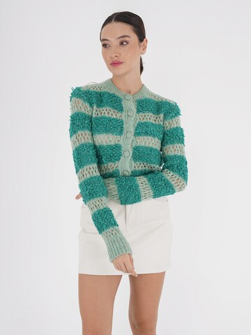 FRESHLIONS Knit Cardigan 'VALE' in Green: front