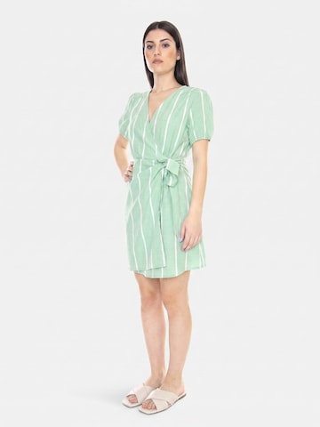 wild pony Sukienka 'Vestido Corto Cruzado con Estampado de Rayas Green Dress' w kolorze zielony