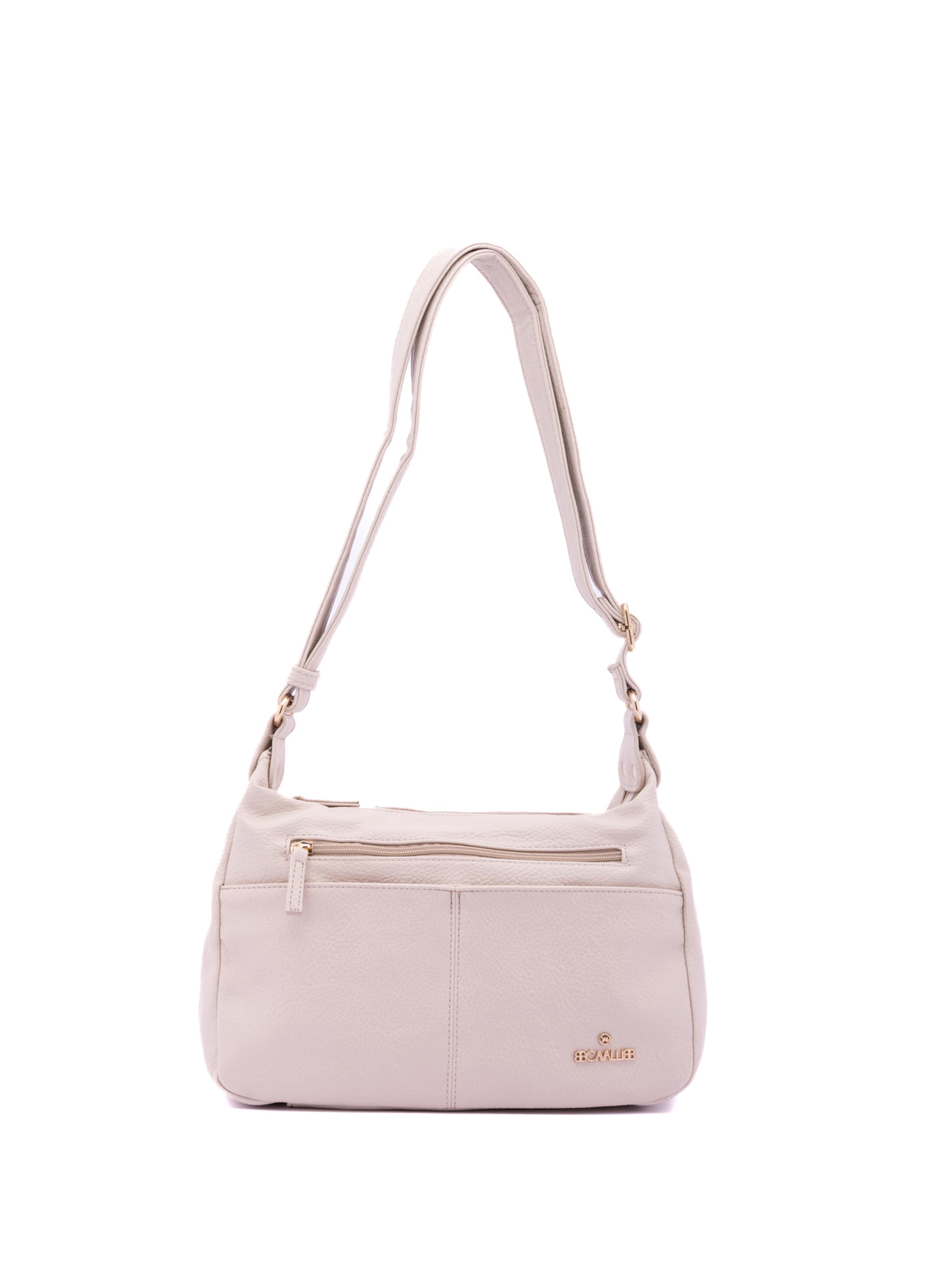 Borsa a spalla 'Borsa a Tracolla Donna Ecopelle con Zip e Tasche Multiple - B Cavalli' di B. Cavalli in beige: frontale