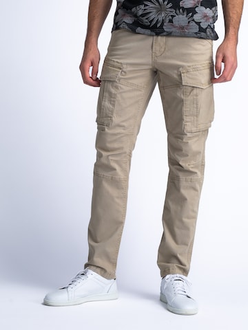 Petrol Industries Slimfit Cargobroek in Beige: voorkant