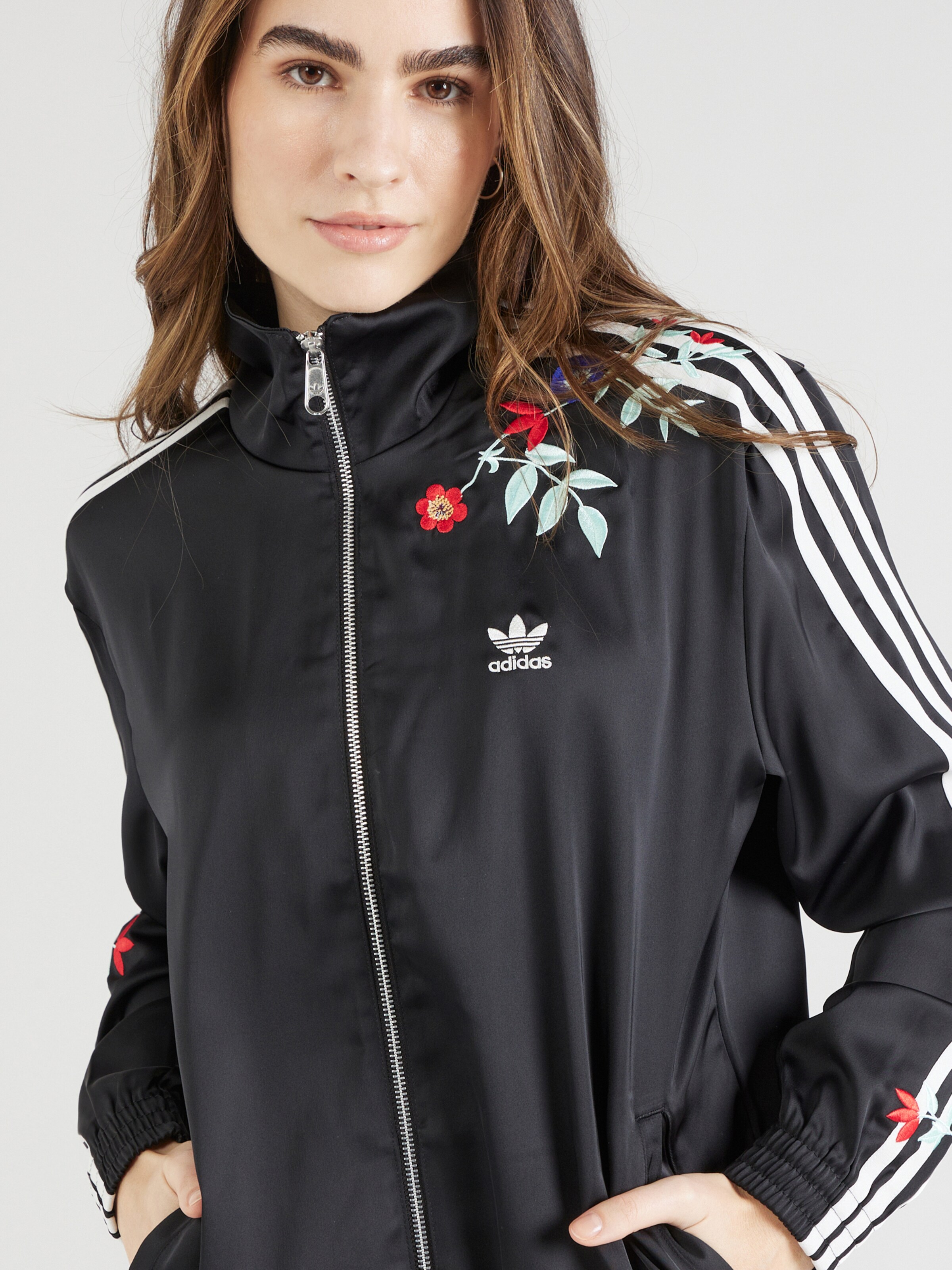 ADIDAS ORIGINALS Zip Up Hoodie FIREBIRD in Black ABOUT YOU