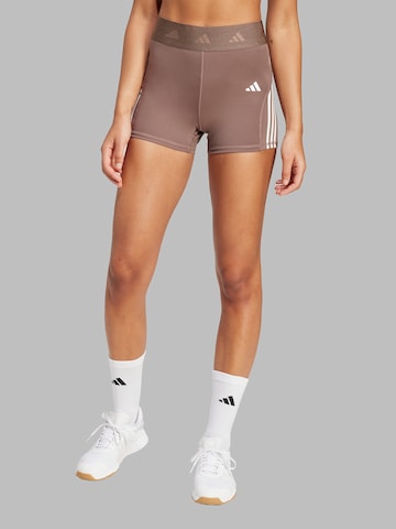 ADIDAS PERFORMANCE Skinny Sportovní kalhoty 'HYGLM' – hnědá: přední strana