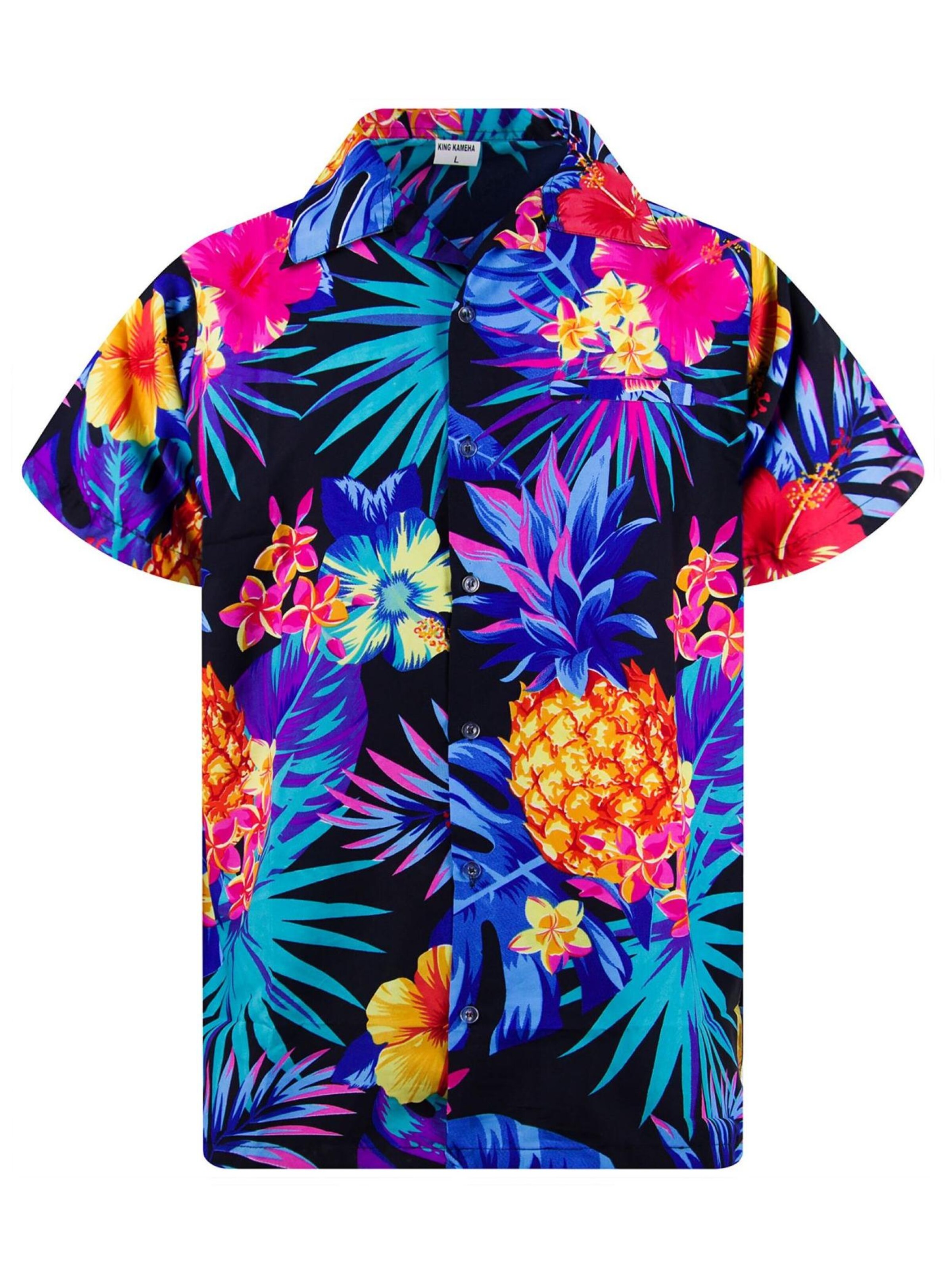 King Kameha Shirt 'Pineapple'‌‌‌‌‌ in Blau: Vorderseite