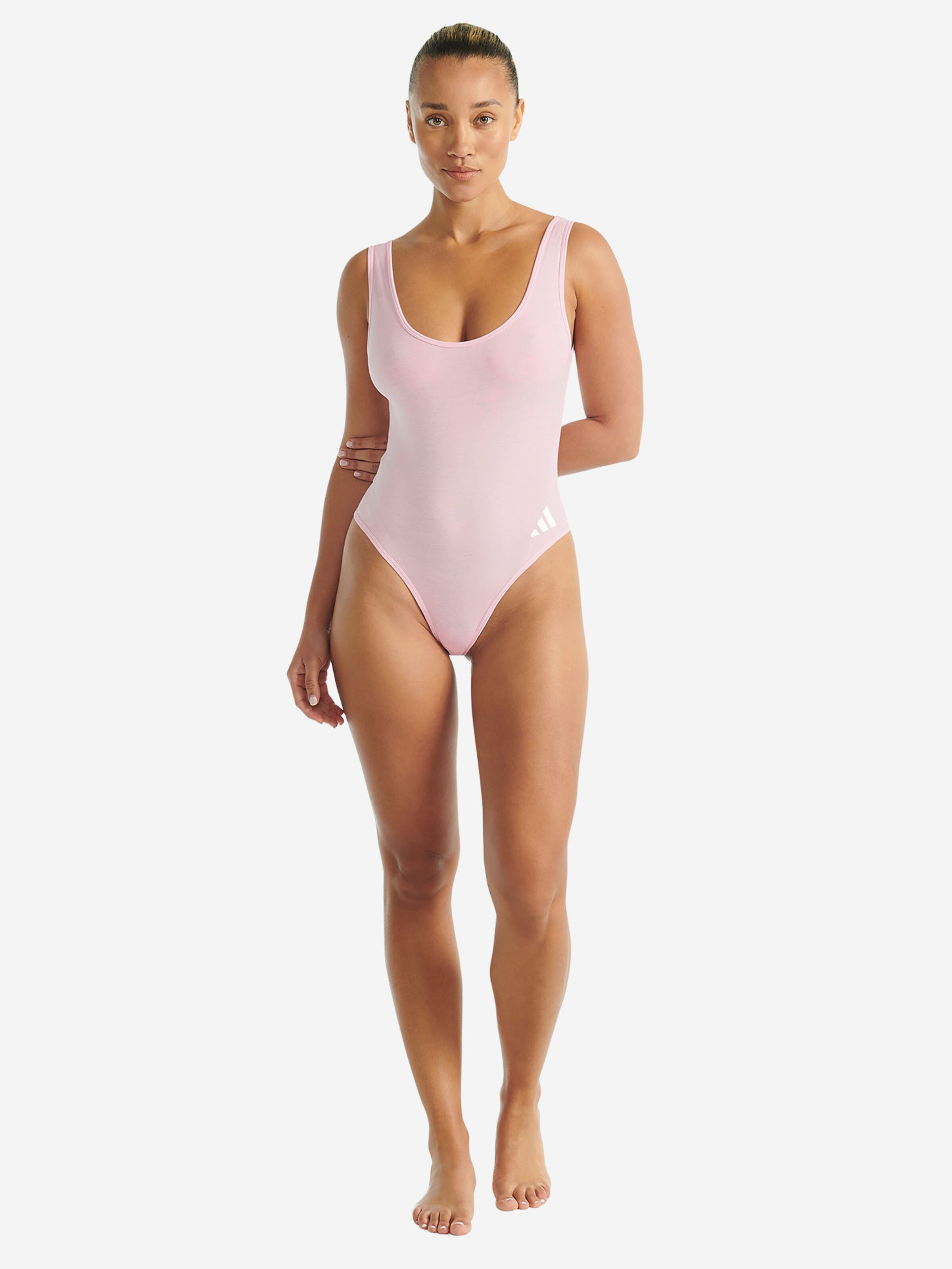 ADIDAS SPORTSWEAR Bodysuit ' Sport Active Essentials Cotton 3 Stripes ' in Pink: front
