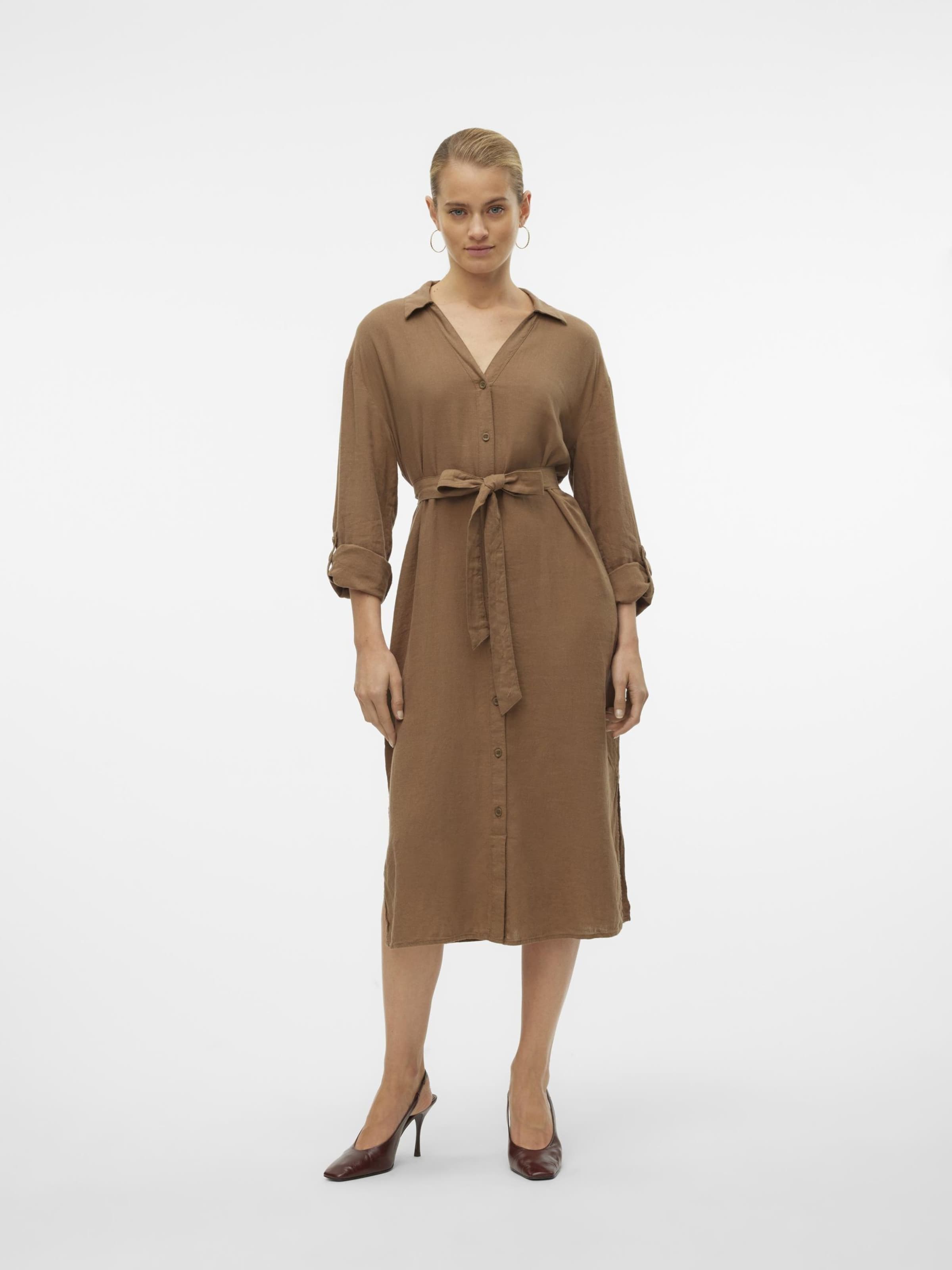 VERO MODA Vestido camisero 'Linn' en Marrón ABOUT YOU