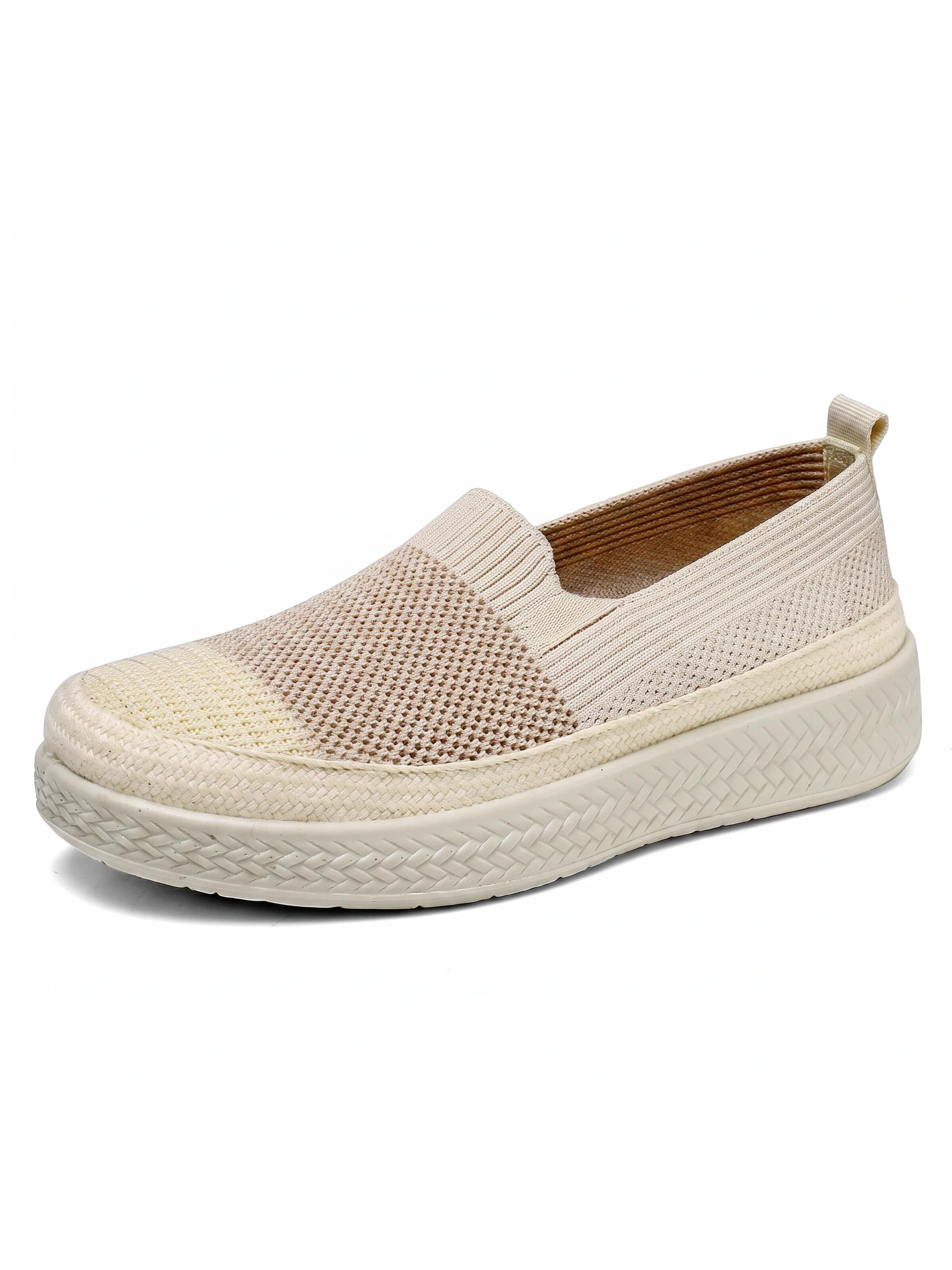 BONVERANO Slipper 'Damen Strick-Sneaker mit Plateausohle'‌‌‌‌‌‌‌‌‌‌ in Beige: Vorderseite