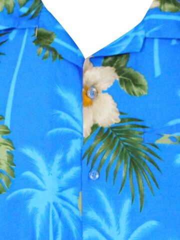King Kameha Shirt 'Small Flower'‌‌‌‌‌‌‌‌ in Blau