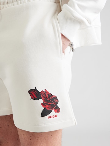 HUGO Lużny krój Spodnie 'Dagety' w kolorze biały