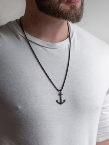 Akitsune Necklace 'Portus Anchor Pendant / Necklace Matte Black 70 cm' in Black: front