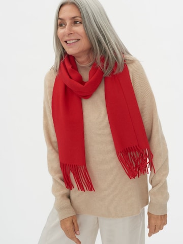 GOBI Cashmere Halsduk 'Unisex Cashmere Fringed Scarf' i röd: framsida