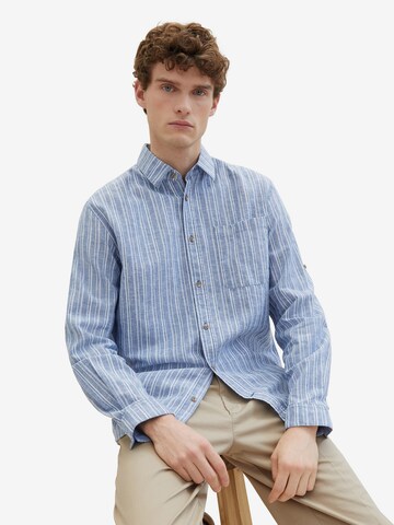 TOM TAILOR Comfort fit Button Up Shirt in Blue