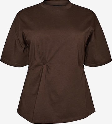 Zizzi Shirt 'MBILLE H' in Brown: front