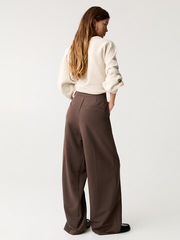 Pull&Bear Wide Leg Hose in Braun