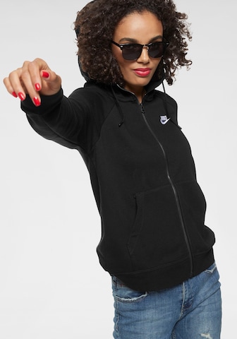 Nike Sportswear Zip-Up Hoodie in Black: front