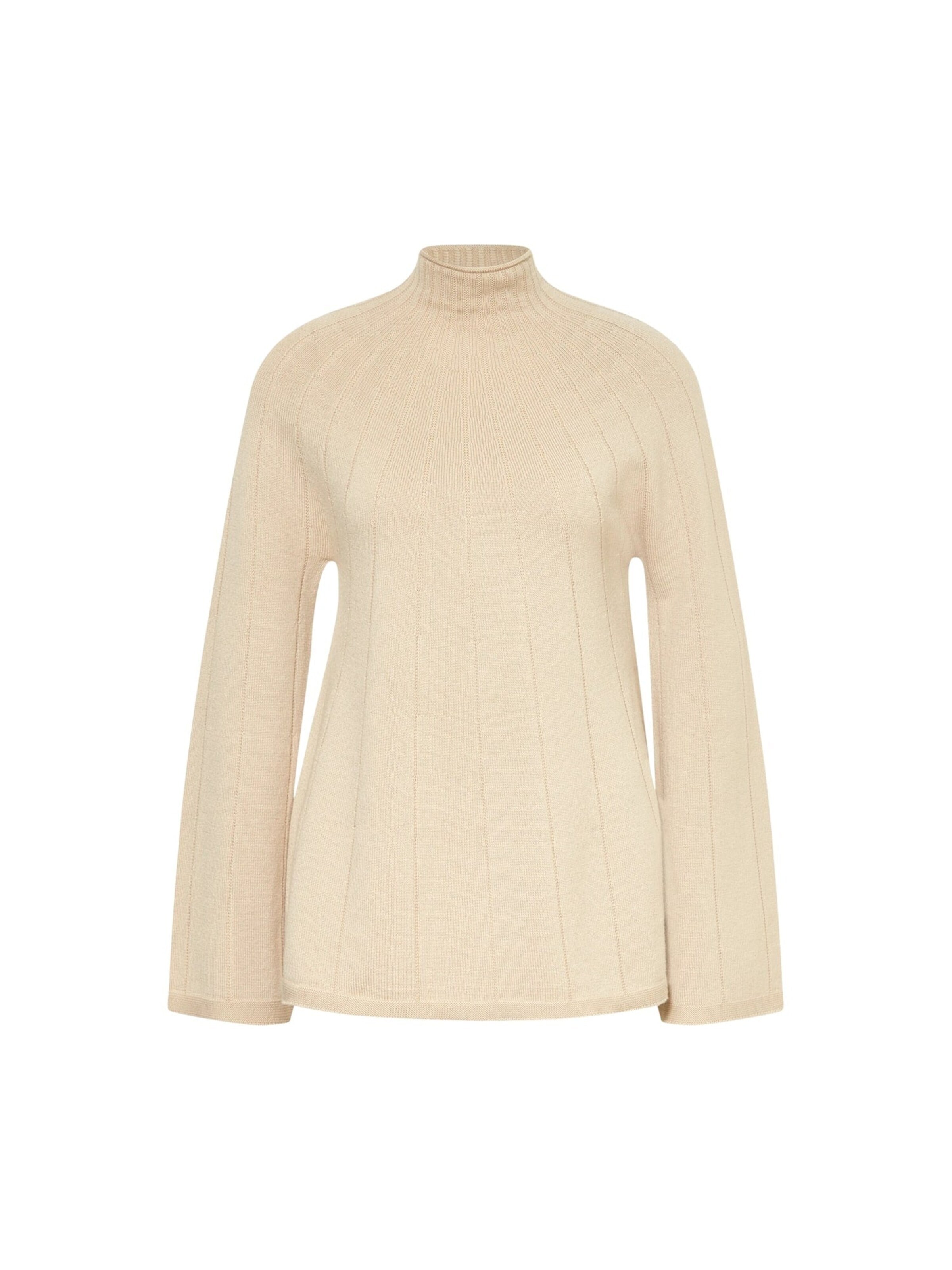 Pullover 'Ribbed virgin wool roll-neck sweater' di M-M in beige: frontale
