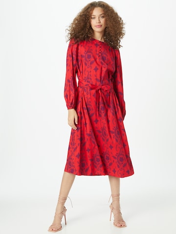 Flowers for Friends Shirt Dress in Red: front