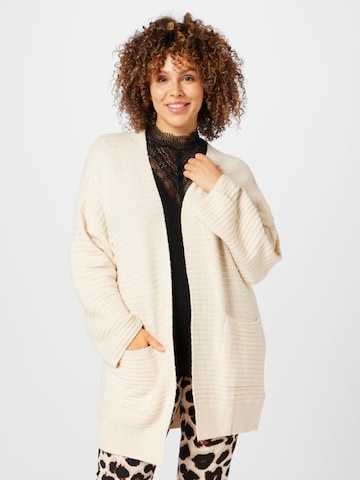 ABOUT YOU Curvy Knit Cardigan 'Theodora' in Beige: front