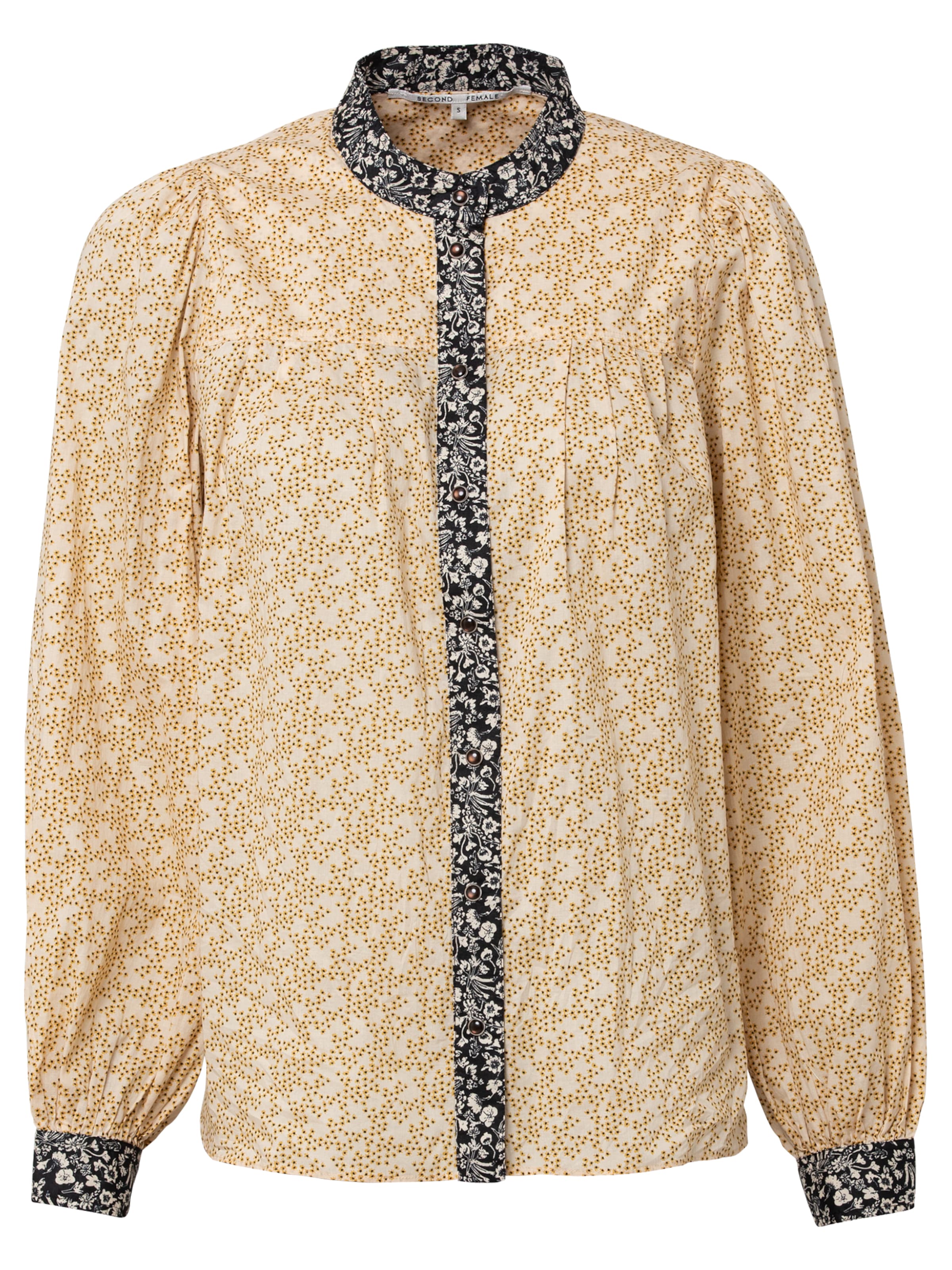 SECOND FEMALE Blouse in de kleur Beige / Zwart / Wit, Productweergave