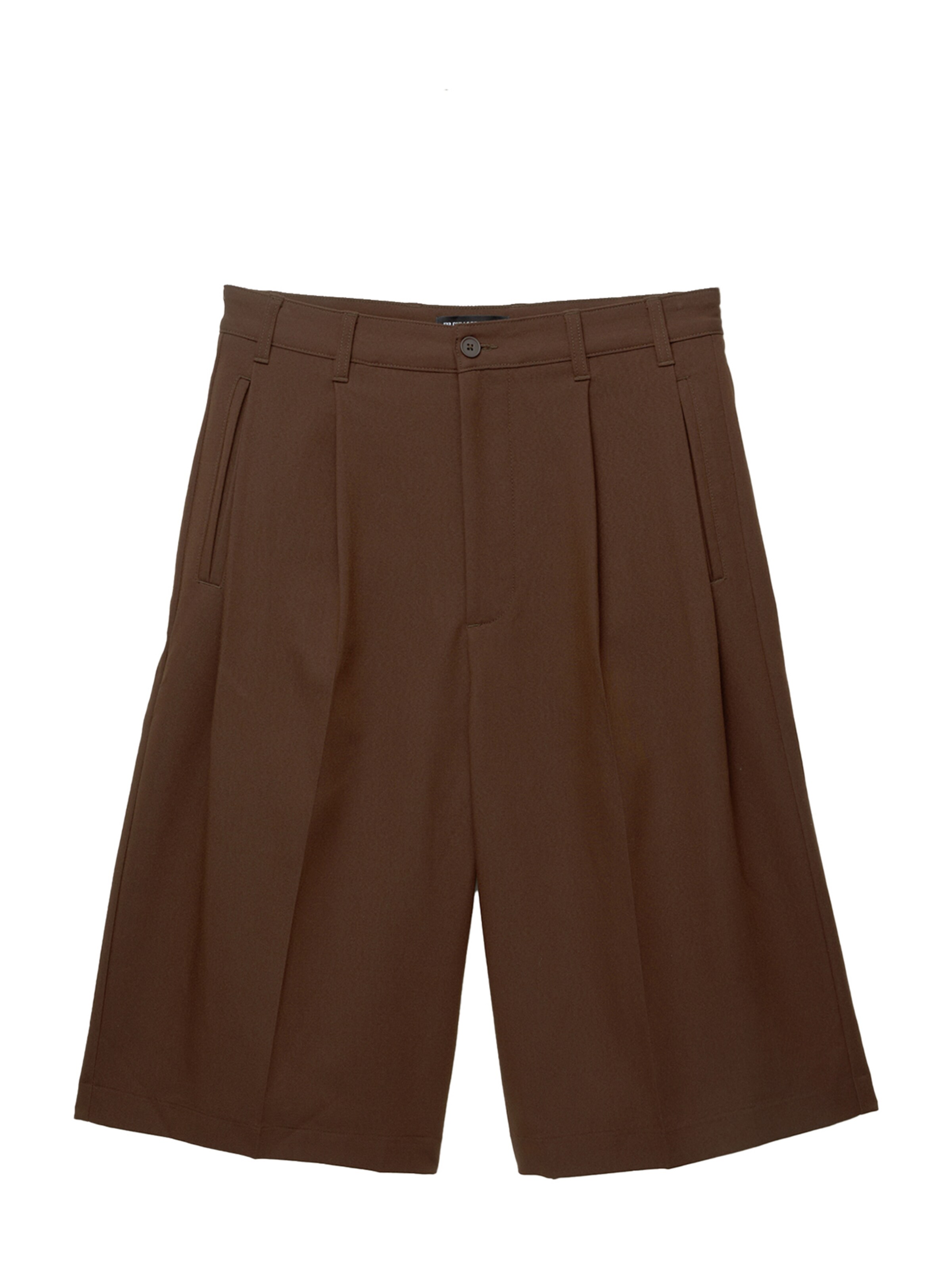 Pull&BearWide Leg/ Široke nogavice Hlače s naborima - smeđa boja: prednji dio