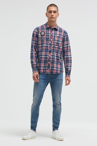 CAMP DAVID Regular Fit Karohemd mit Logo Artworks in Rot