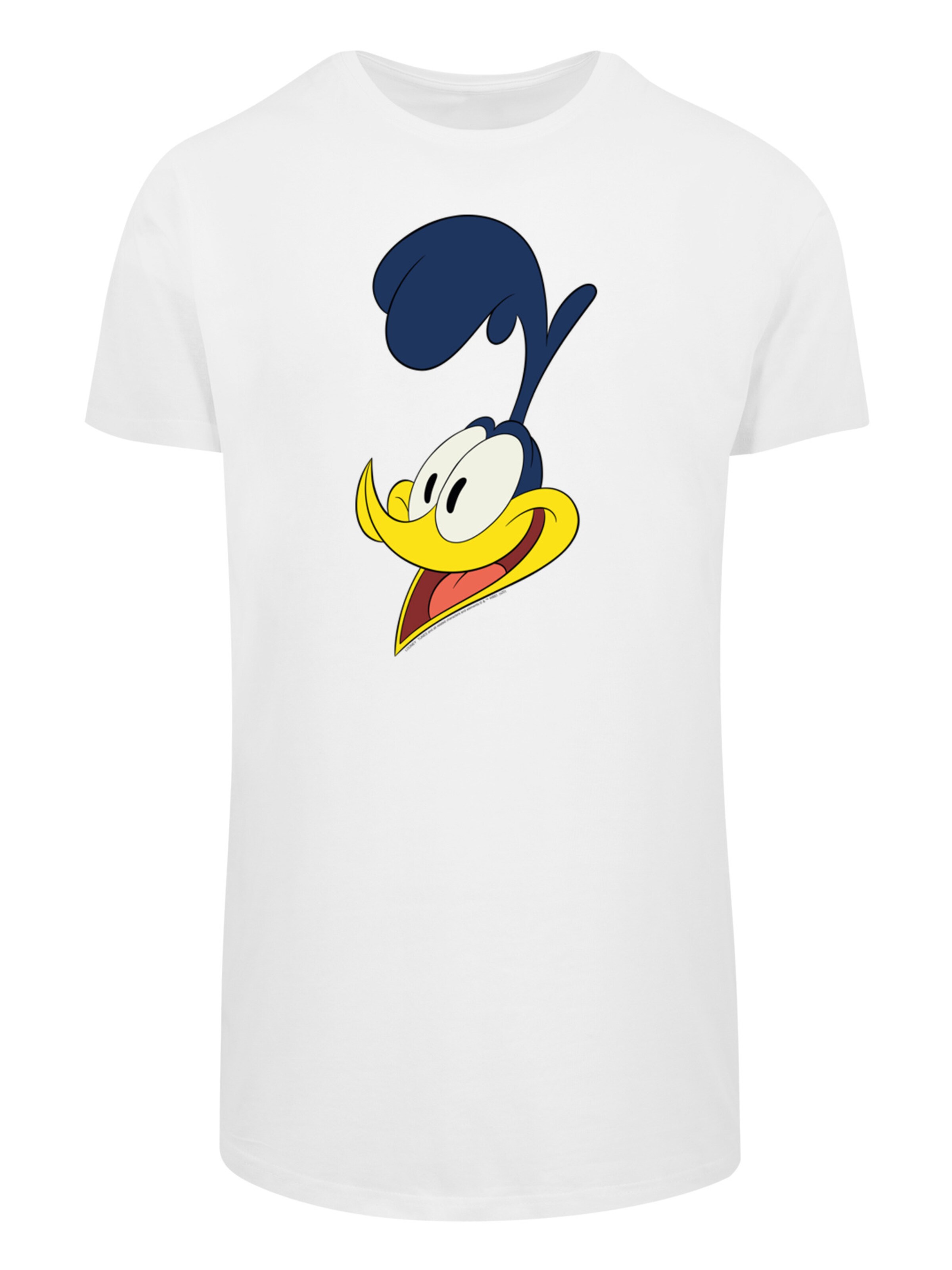 Maglietta 'Looney Tunes Road Runner Face' di F4NT4STIC in bianco: frontale