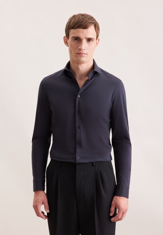 Coupe slim Chemise business 'Schwarze Rose' SEIDENSTICKER en bleu : devant
