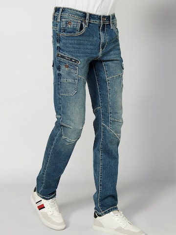 KOROSHI Regular Cargojeans in Blauw: voorkant