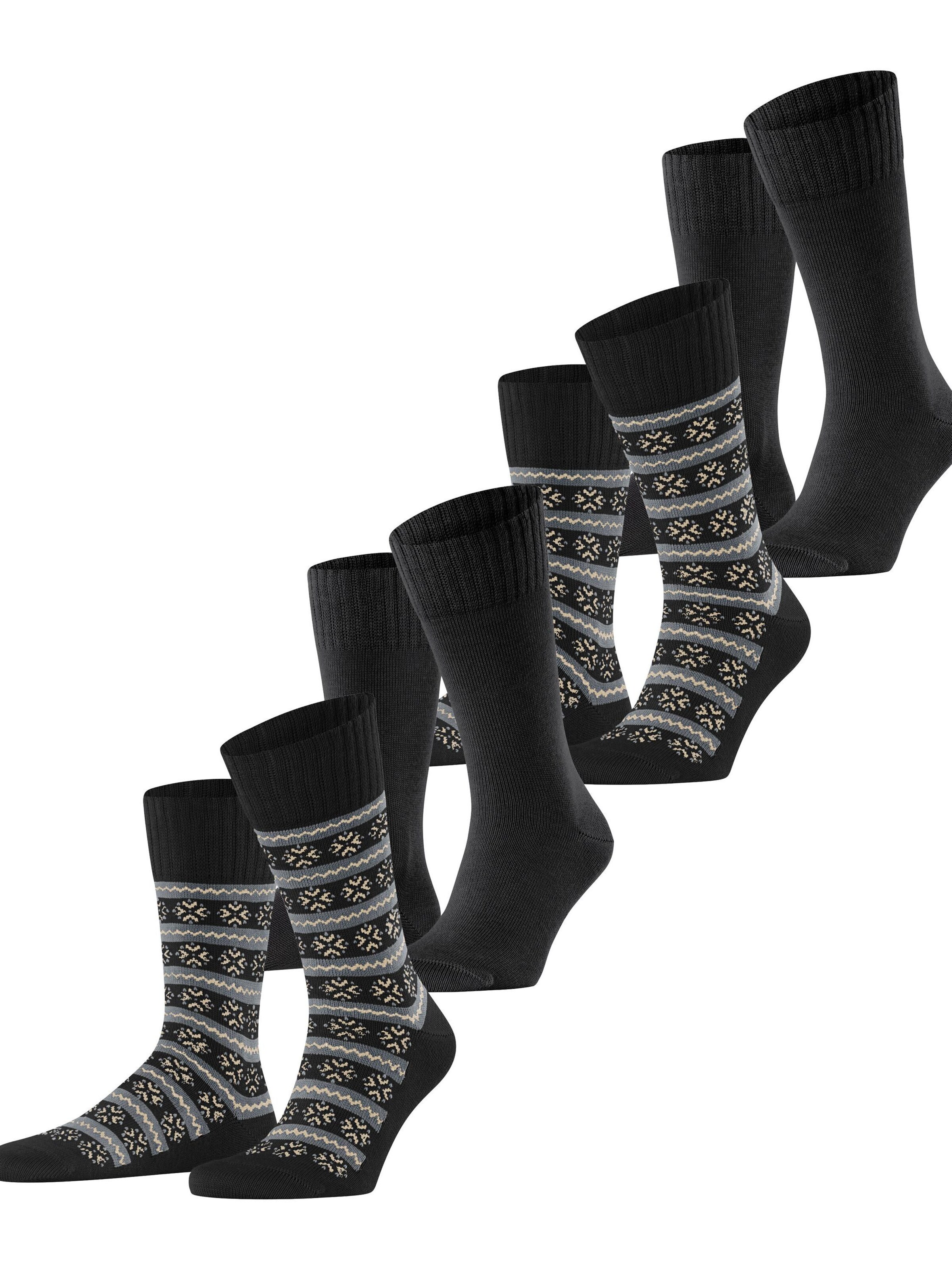 ESPRIT Socks 'Scandi Norwegian 4-Pack' in Black: front