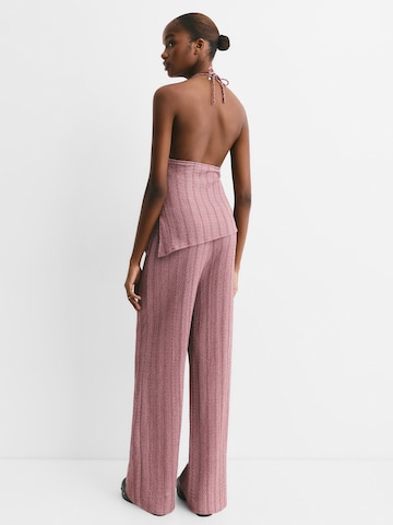 Pull&Bear Široke hlačnice Hlače | roza barva