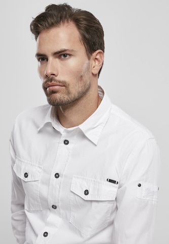 Brandit Regular fit Button Up Shirt in White