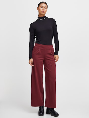 ICHI Wide leg Pleat-front trousers 'Kate' in Red