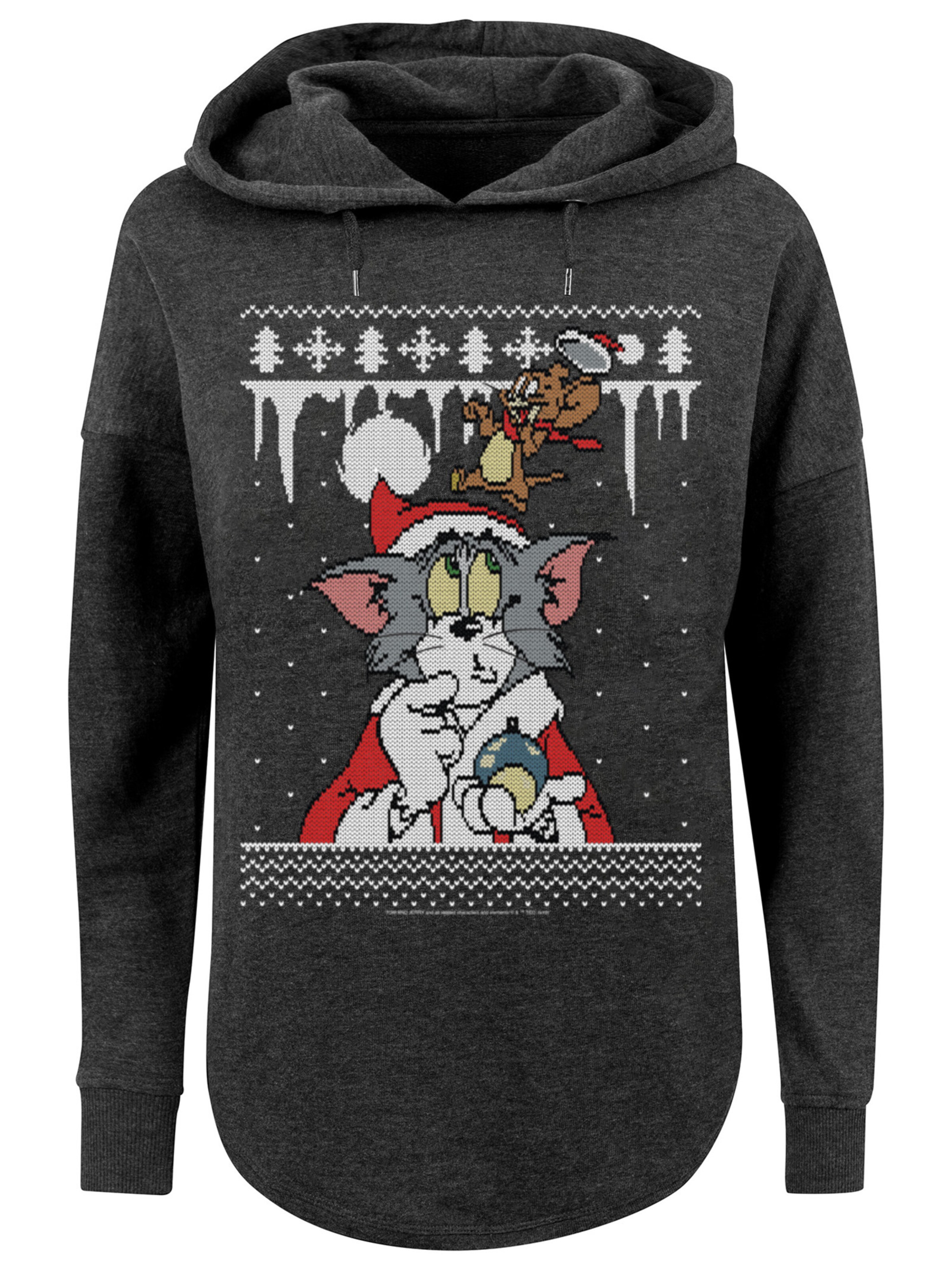 F4NT4STIC Sweatshirt 'Tom And Jerry Christmas Fair Isle' in Grijs: voorkant