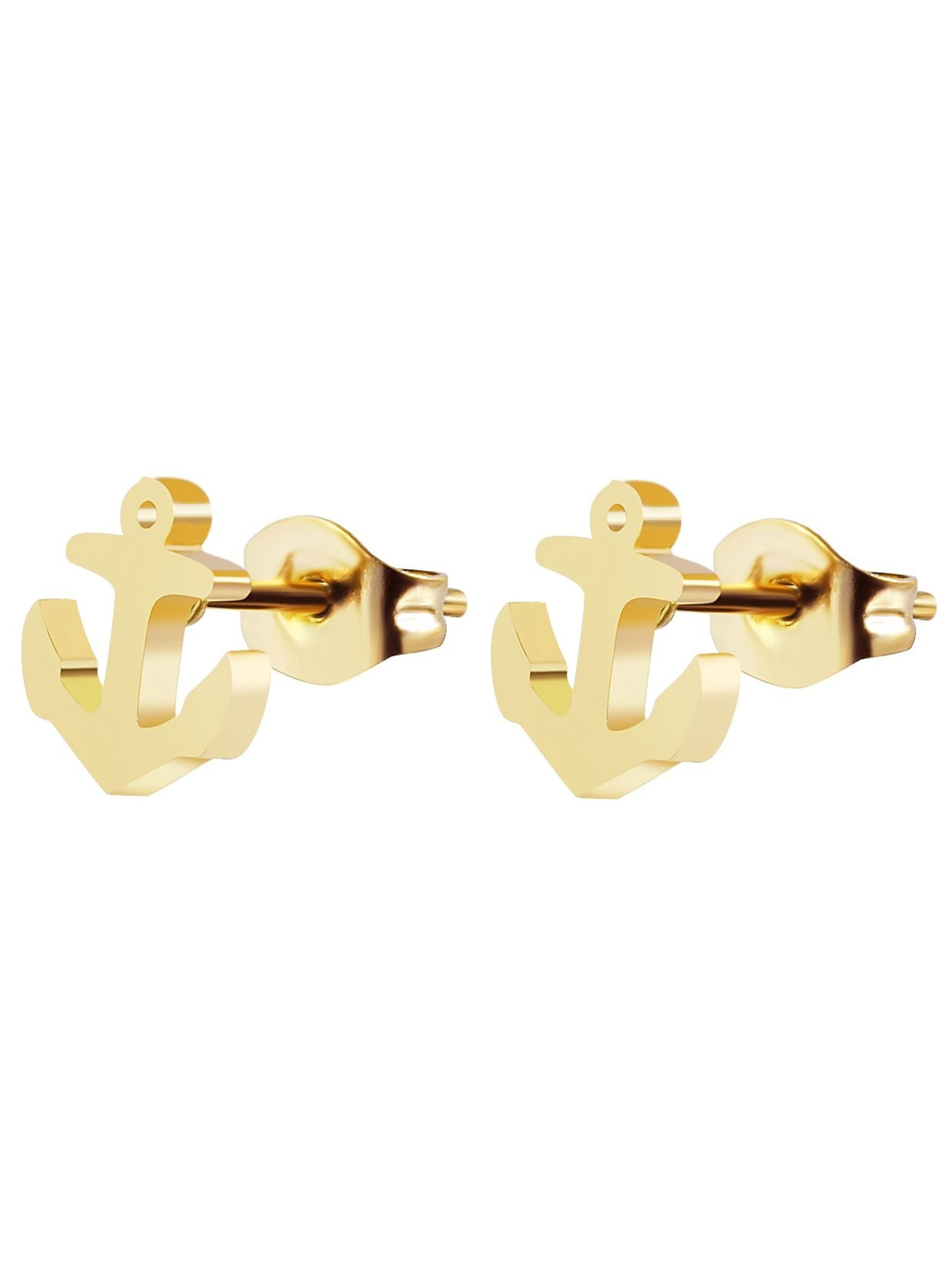 Akzent Earrings 'Edelstahl, Anker, 4 Farben, 8x7,5 mm, Maritimes Design' in Gold