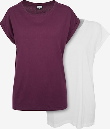 Urban Classics Damen ' Ladies Extended Shoulder Tee 2-Pack ' in Weiß: Vorderseite