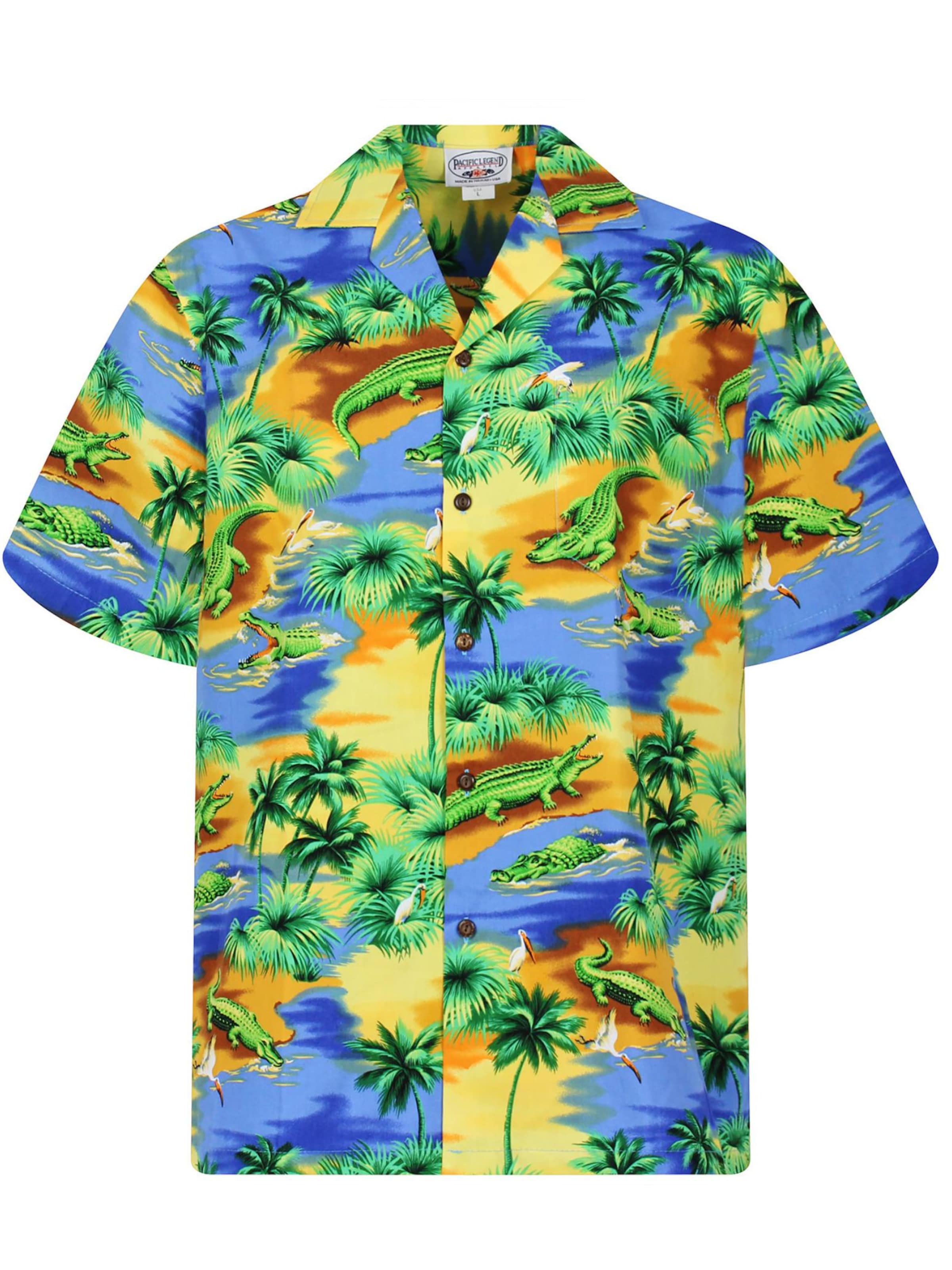 Pacific Legend Regular fit Button Up Shirt 'Krokodile' in Blue: front