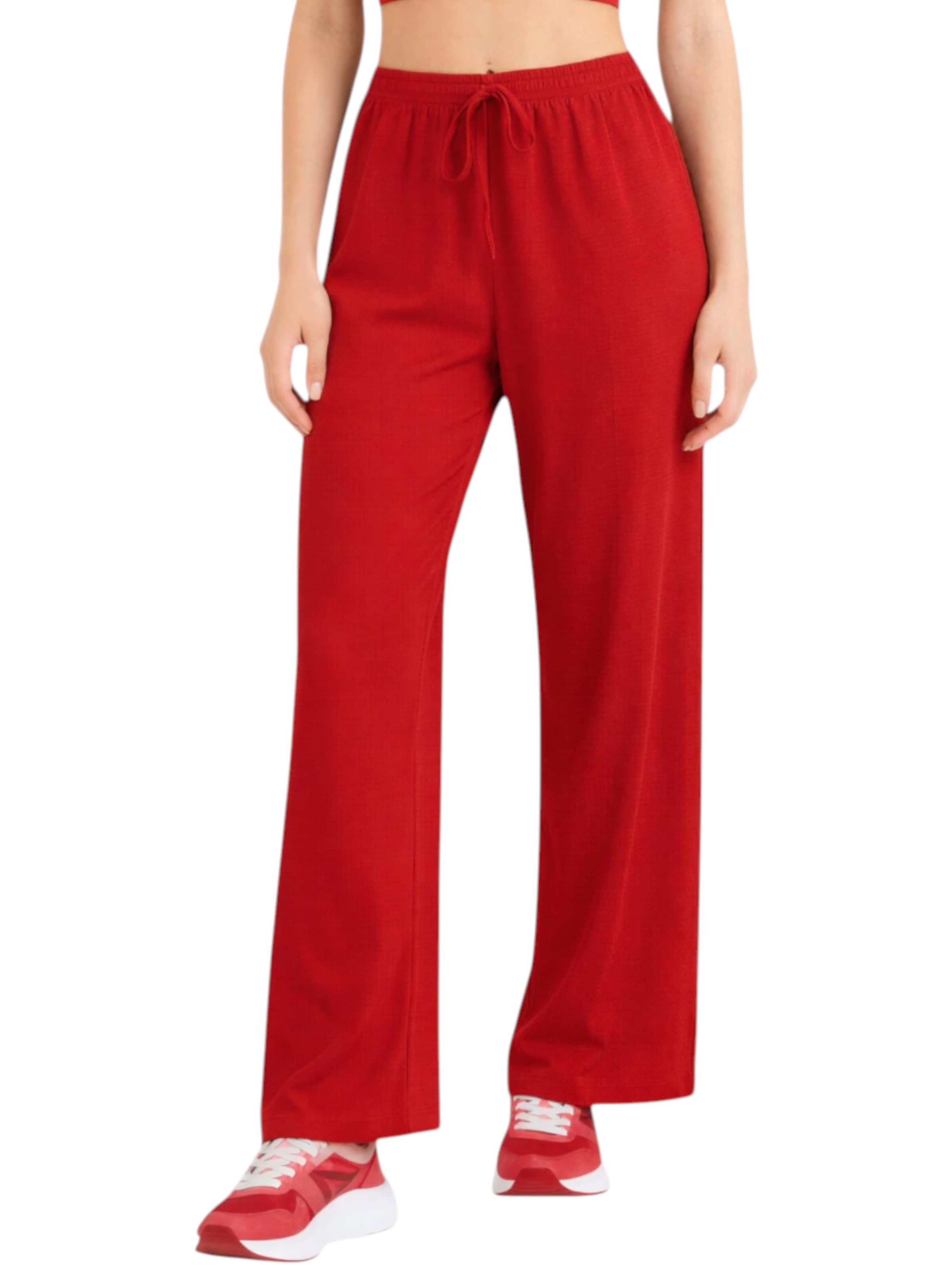 Wide Leg Pantalon 'FLORYN – Palazzohose Crinkle' fashionshowcase en rouge