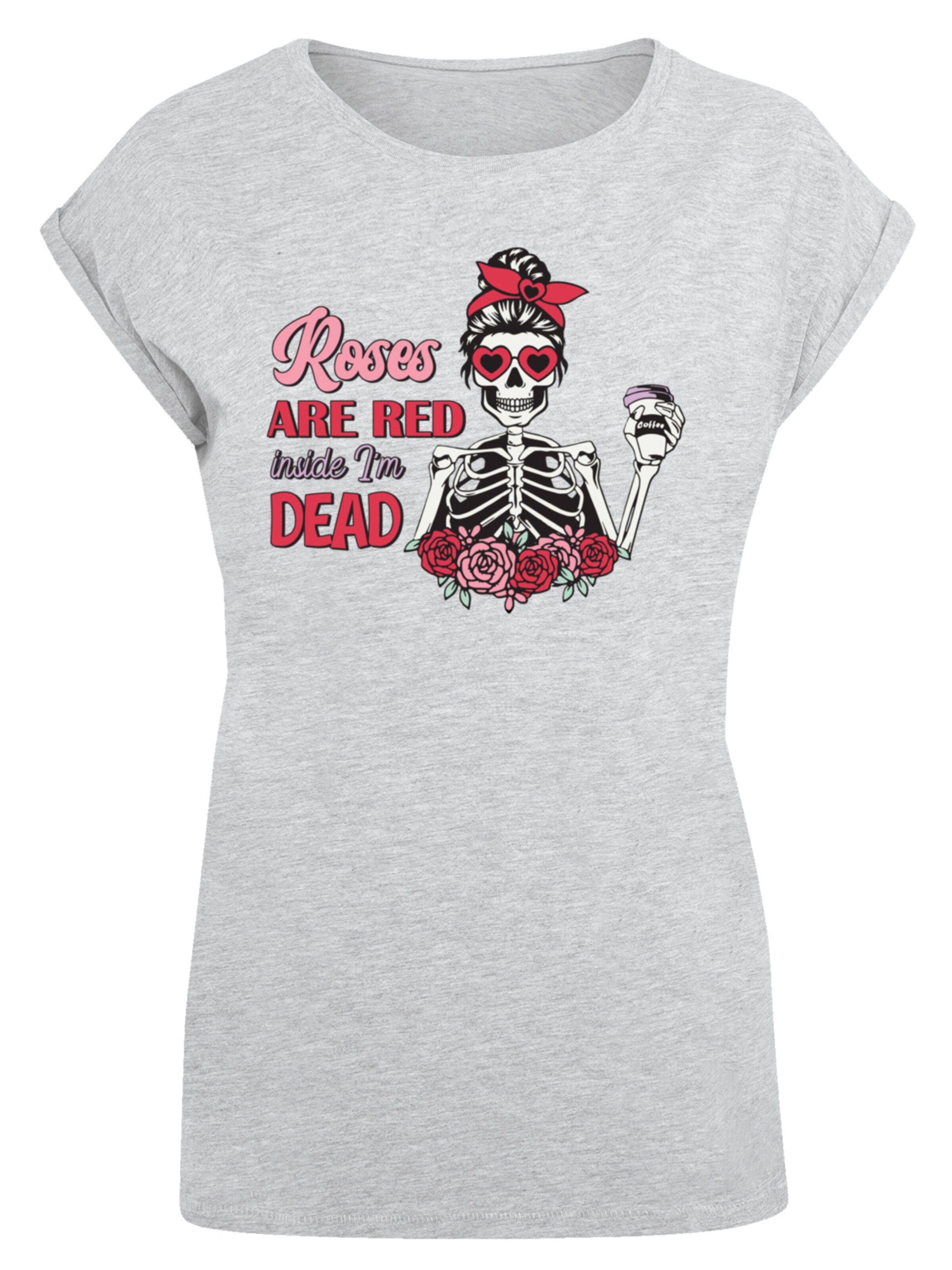 F4NT4STIC T-Shirt 'Anti Valentinstag Roses are red' in Grau: Vorderseite