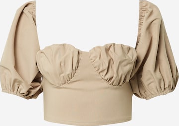 Femme Luxe Blouse 'FLO' in Bruin: voorkant